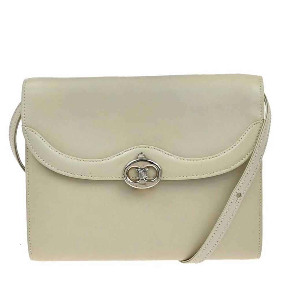 Celine Vintage Leather White Leather Shoulder Bag Bag